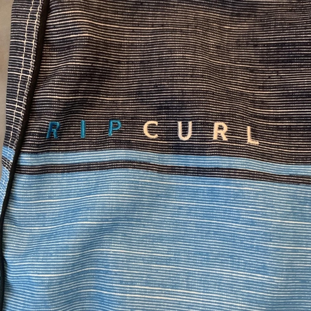 Rip Curl Board Shorts Mens 34 Blue Stripe Surf Swim Trunks Polyester Drawstring - Picture 8 of 10